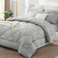 Cozylux Full Comforter Set With Sheets 7 Pieces Bed In A Bag Light Grey All Season Bedding Sets With Comforter, Pillow Shams, Fl