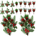 Red Berry Stems Pine Branches Artificial Christmas Picks Floral Pine Cones Faux Stems Spray Christmas Tree Picks Artificial Pine
