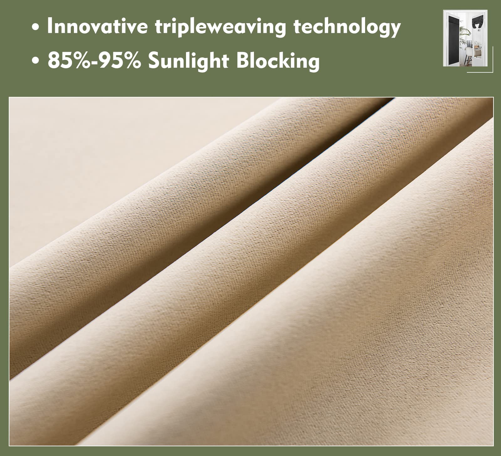 Pi Blackout Small Door Curtain,Privacy Thermal Insulated Door Window Curtain For Small Window/Small Front Door/Office 1 Panel (W26Xl20,Beige)