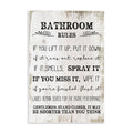 Stupell Industries Bathroom Rules Funny Word Wood Textured Design Wall Plaque, 12 x 18, Multi-Color
