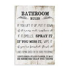 Stupell Industries Bathroom Rules Funny Word Wood Textured Design Wall Plaque, 12 x 18, Multi-Color