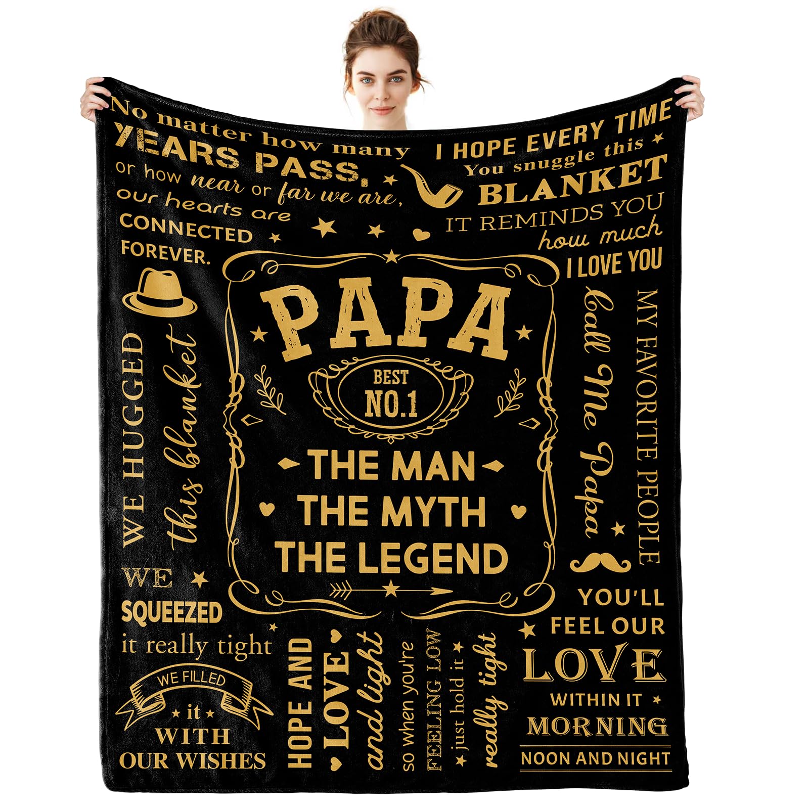 Skyflush Papa Gifts Blanket 60X50In,Papa Birthday Gifts From Grandchildren,Grandpa Grandfather Dad Best Papa Gifts Unique Christ