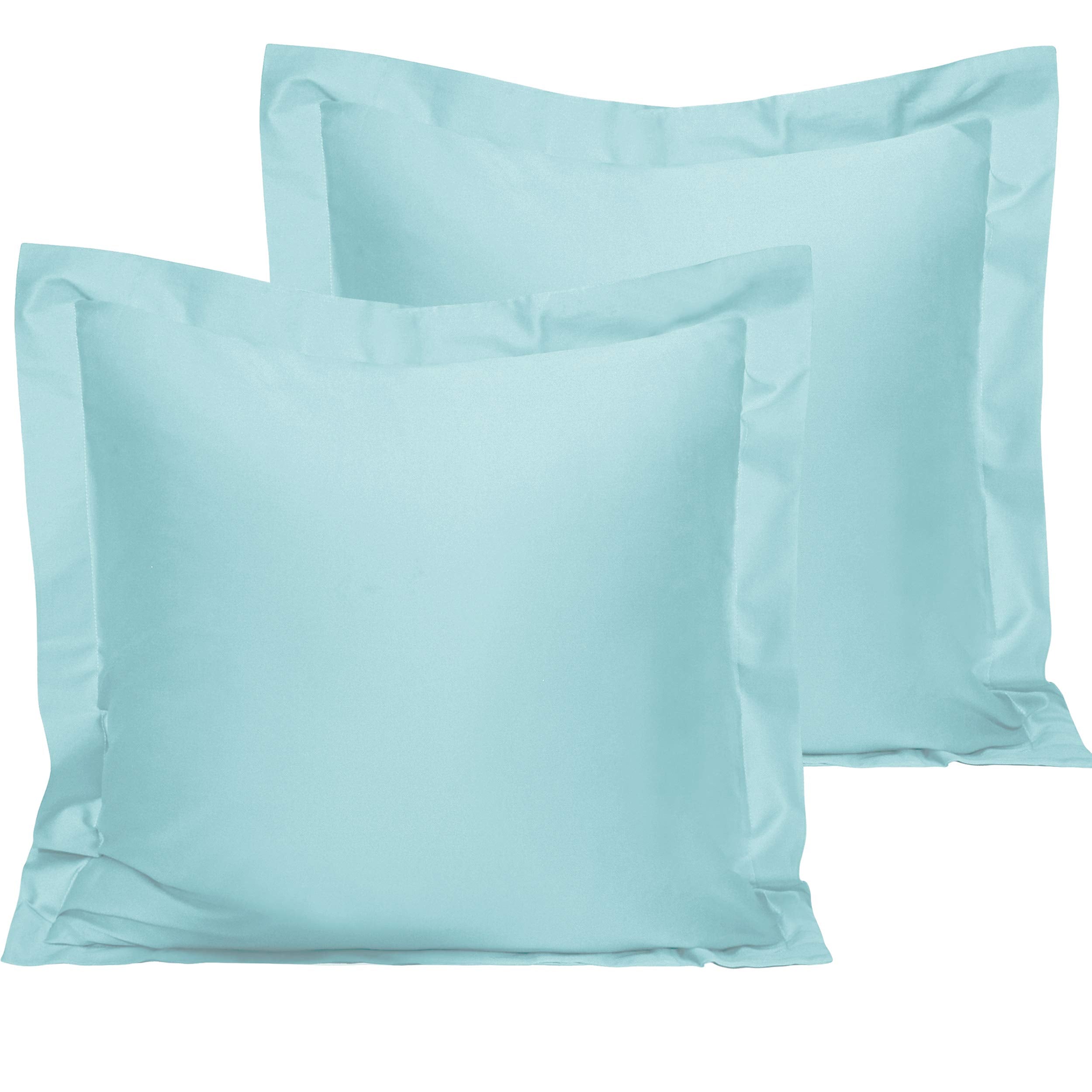 Ntbay 2 Pack 500 Thread Count 100% Egyptian Cotton Euro Pillow Shams, Super Soft And Breathable European Throw Pillow Covers, Square Pillow Cases, 26X26 Inches, Aqua
