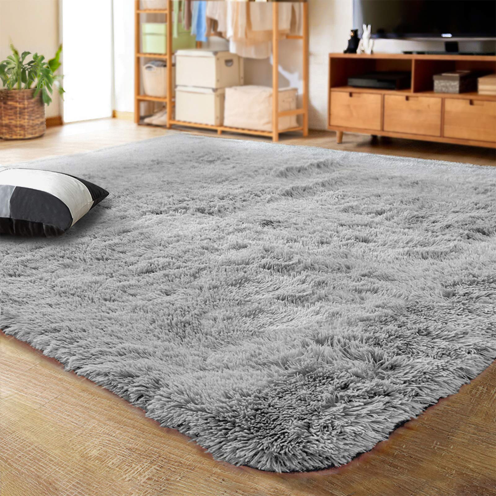 LOCHAS Ultra Soft Indoor Modern Area Rugs Fluffy Living Room Carpets for Children Bedroom Home Decor Nursery Rug 3x5 Feet, Grey