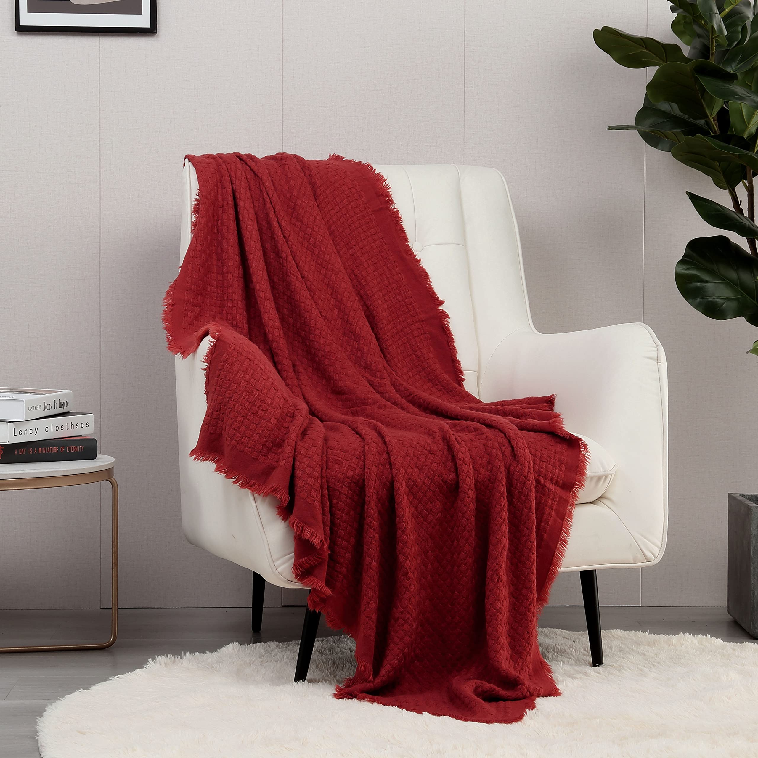 Crevent Farmhouse Knit Throw Blanket For Couch Sofa Chair Bed Home Decoration, Soft Warm Cozy Light Weight For Spring Summer Fal