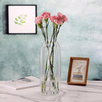 Large Clear Glass Vase For Flowers Bud Tall Glass Vases,H-12.6'' Simple Striped Design For Home Floor Decor,Farmhouse Decor, Cen