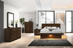 Coaster Home Furnishings Jessica Contemporary 5-Piece Bedroom Set Queen Size LED Panel Bed Frame 43-inch Headboard Cappuccino 200711Q-S5