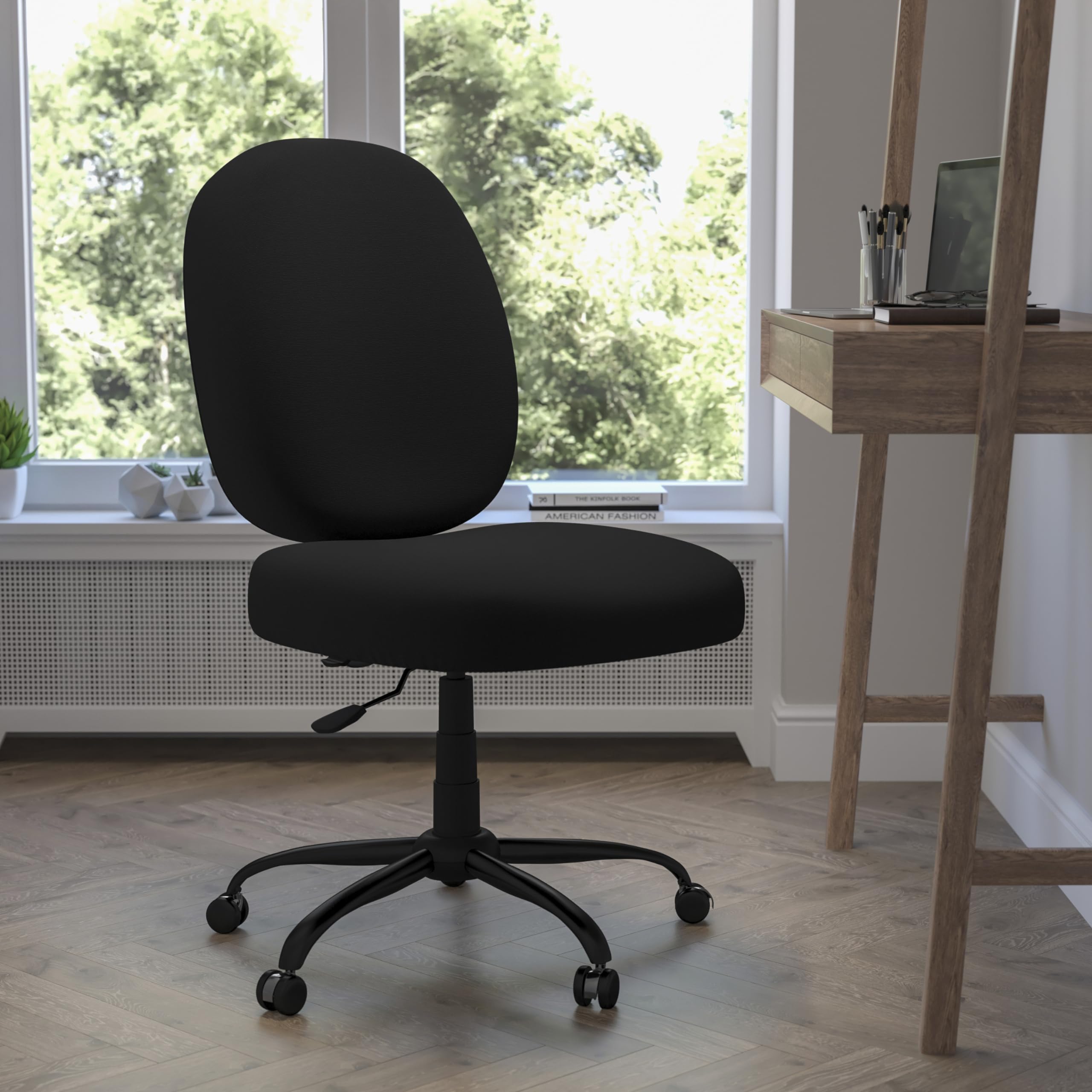 Flash Furniture HERCULES Series Big & Tall 400 lb. Rated Black Fabric Executive Swivel Ergonomic Office Chair with Adjustable Back