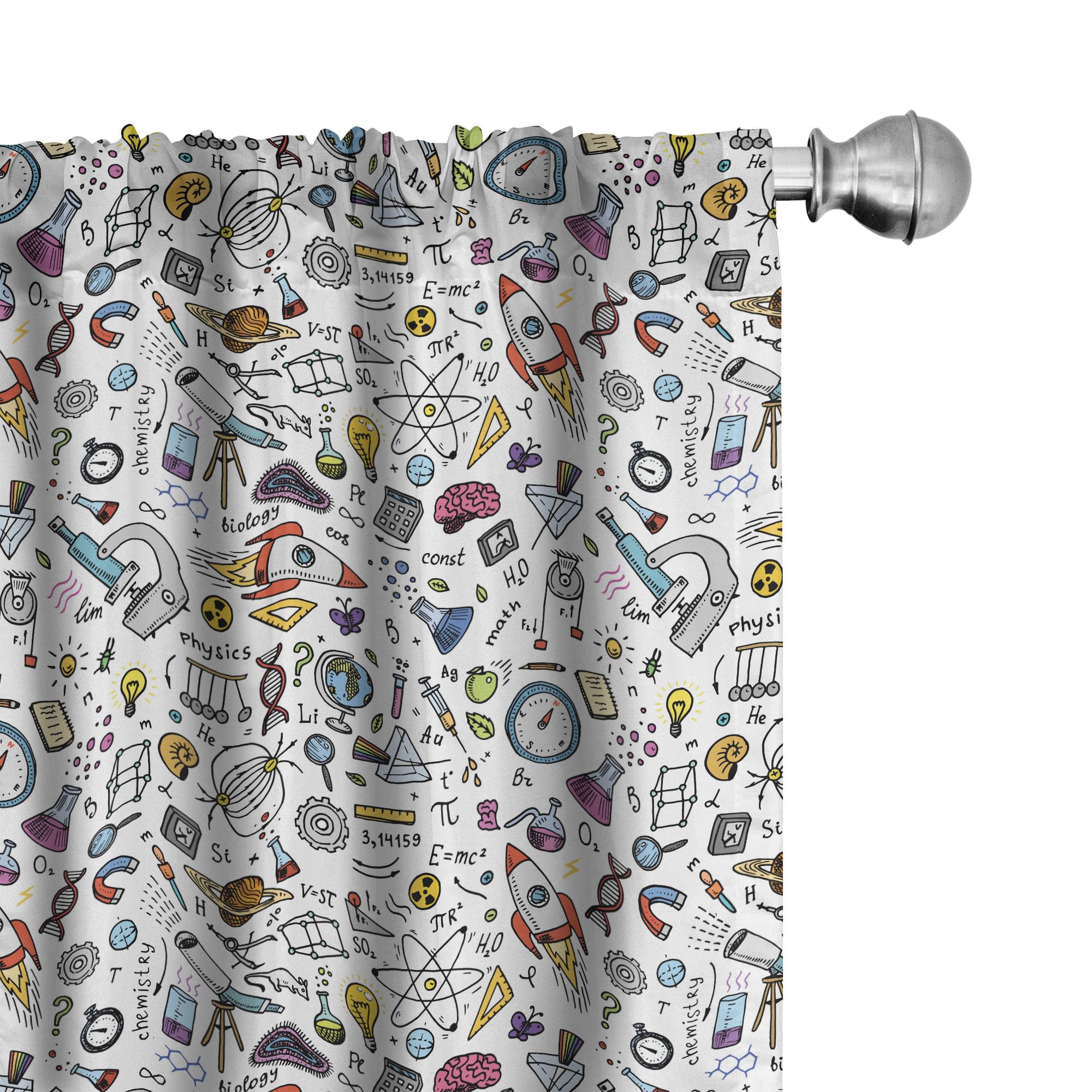 Ambesonne Science Window Curtains, Science Pattern Formulas Laboratory Elements Physics Mathematics, Lightweight Decor 2-Panel S