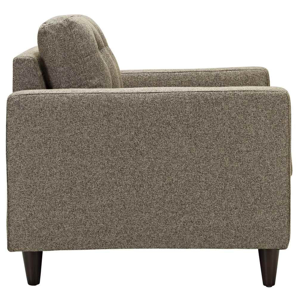Modway Empress Mid-Century Modern Upholstered Fabric Sofa And Armchair Set In Oatmeal