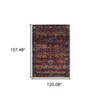 HomeRoots 509978 10 x 13 ft. Red Purple Gold & Gray Oriental Power Loom Stain Resistant Rectangle Area Rug