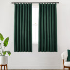 Shineland Dark Green Curtains 63 Inch Length For Living Room,2 Panels Set Back Tab Pleated Room Darkening Thermal Blackout Curta