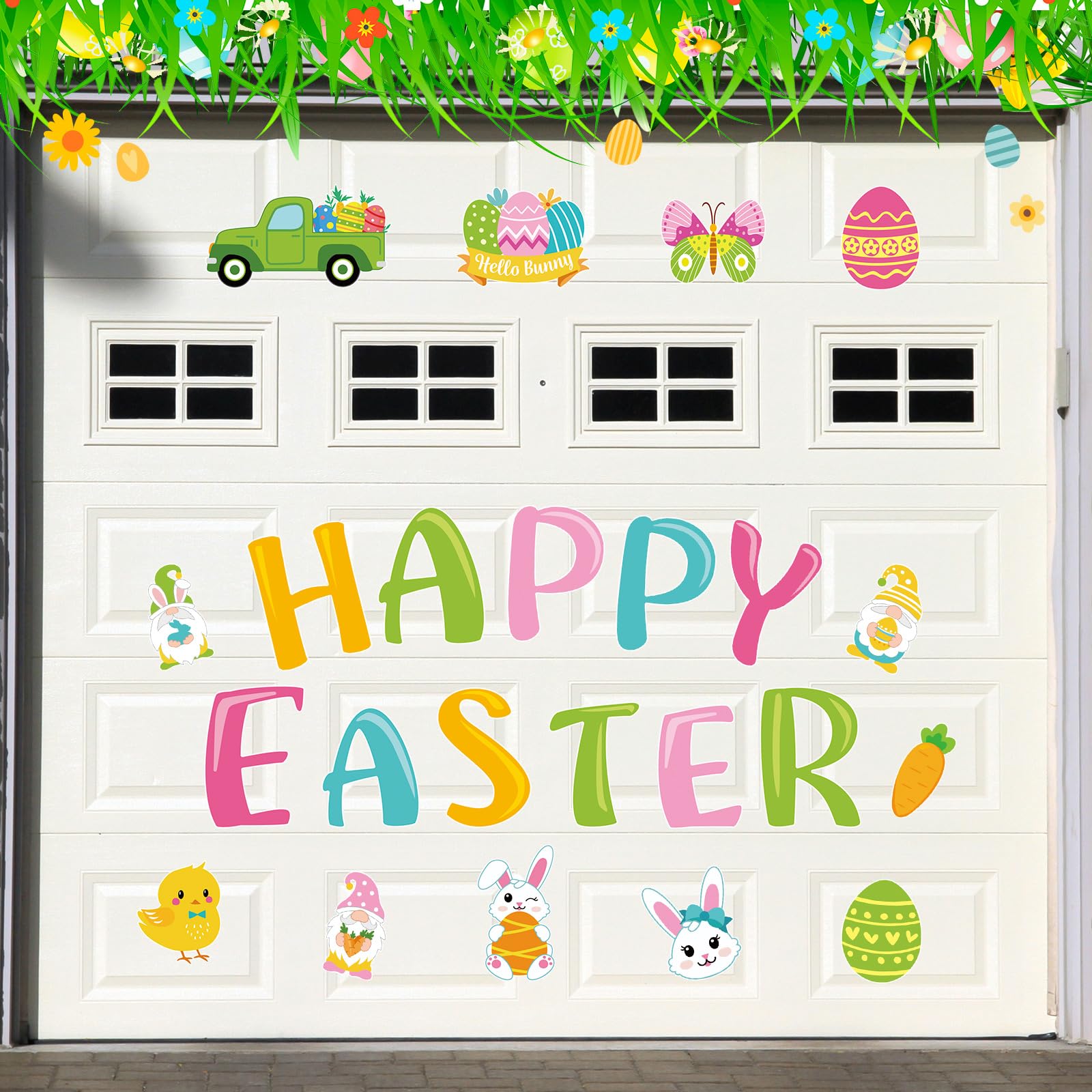 Ferraycle 23 Pcs Happy Easter Garage Door Decoration Magnets Magnetic Easter Decoration Big Egg Carrot Magnet Gnome Refrigerator