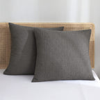 Phf Ultra Soft Waffle Weave Euro Shams Pillow Covers 26' X 26' 2 Pack, No Filling, Breathable Skin-Friendly Euro Throw Pillow Covers For Bed Couch Sofa, Grey