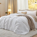 Bedsure Queen Size Comforter Sets, White Soft Prewashed Bed Comforter For All Seasons, 3 Pieces Warm Bedding Sets, 1 Lightweight