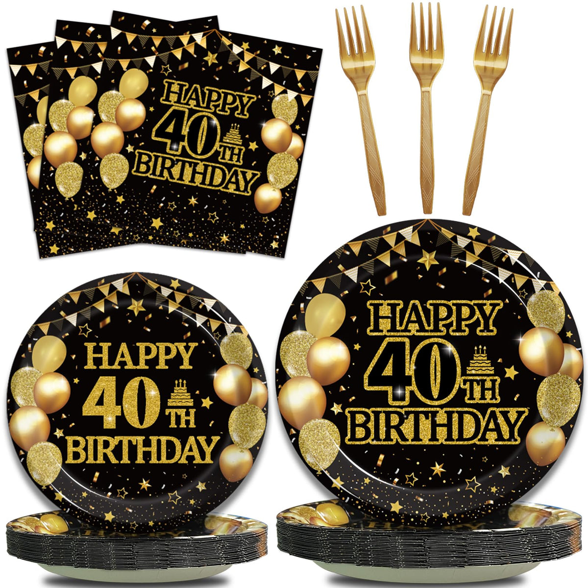 Kepeel 96Pcs 40th Birthday Party Tableware Set, Back in 1984 Birthday Party Decorations Supplies for Men Women Cheers to 40 Year
