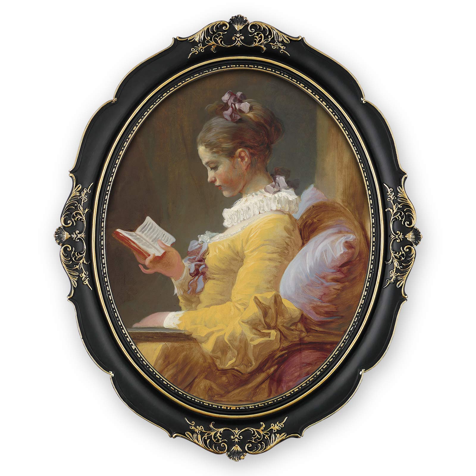 SIMONS SHOP 11x14 Picture Frame Vintage Style Oval Frame with Glass, 11 by 14 Wall Photo Frame (Black & Gold)
