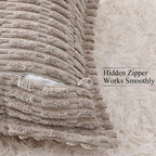 Decoruhome Decorative Khaki Throw Pillow Covers 22X22 Set Of 2 With Splicing, Boho Soft Corduroy Broadside Twill Pillow Covers F