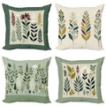 Ambesonne Botanical Throw Pillow Cushion Cover Set Of 4, Pleasant Nature Romantic Calm Blossoms Leafy Branches Flourishing, Deco