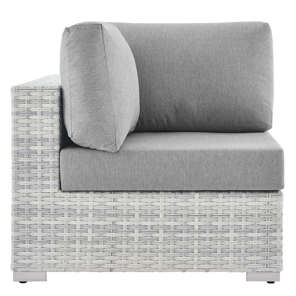 Modway Convene Wicker Rattan Outdoor Patio Corner Chair in Light Gray Gray