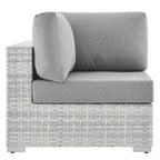 Modway Convene Wicker Rattan Outdoor Patio Corner Chair in Light Gray Gray