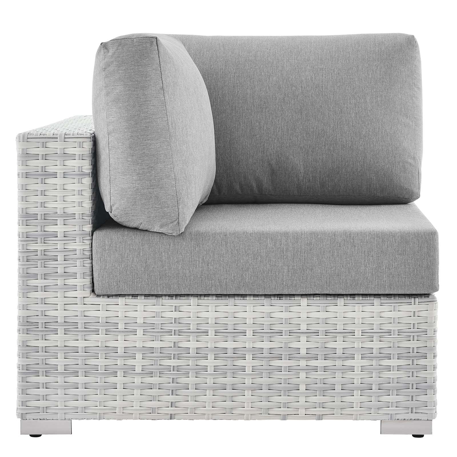 Modway Convene Wicker Rattan Outdoor Patio Corner Chair in Light Gray Gray