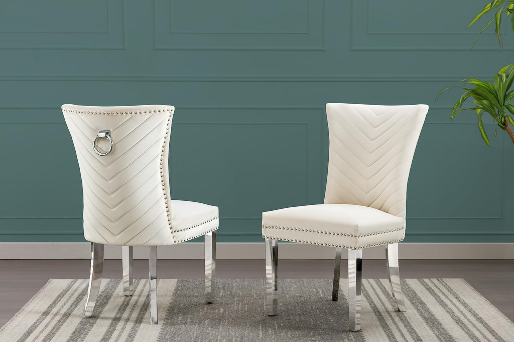 Best Quality Furniture SC360-367 Dining Chairs, Cream/Silver