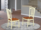 East West Furniture DOC-WHI-W Dover Dinette Chairs - Slat Back Wooden Seat Dining Chairs, Set of 2, Buttermilk & Cherry