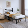 SHOANED Metal Bed Frame with Headboard - 14 Inch Twin XL Size Heavy Duty Bedframe Black Basic Steel Slats Platform No Box Spring