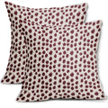 Burgundy Cream Pillow Covers 18X18 Set Of 2 Boho Design Polka Dot Throw Pillows Modern Brush Strokes Print Decorative Outdoor Pi