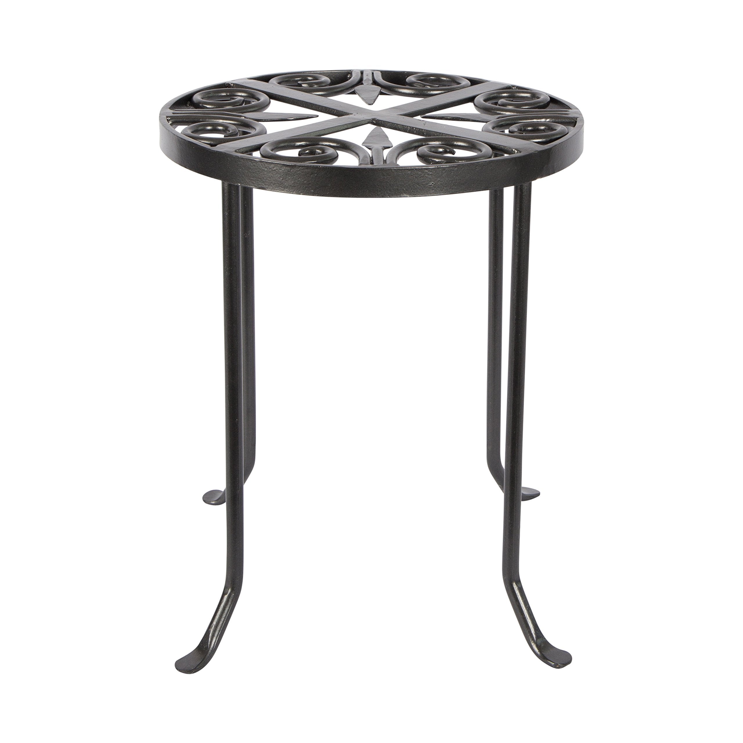 Achla Designs Vtt-01 Round Trivet Wrought Iron Plant Stand, Graphite