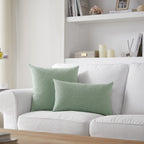 Meekio Set Of 2 Sage Green Pillow Covers 12 X 20 Inch Farmhouse Boho Decorative Throw Pillow Covers Linen Cushion Covers For Sofa Couch D?or