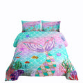 Erosebridal Mermaid Tail Comforter Set,Kids Fish Scales Down Comforter King,Girly Rainbow Bedding Set Ocean Life Sea Animal Quil