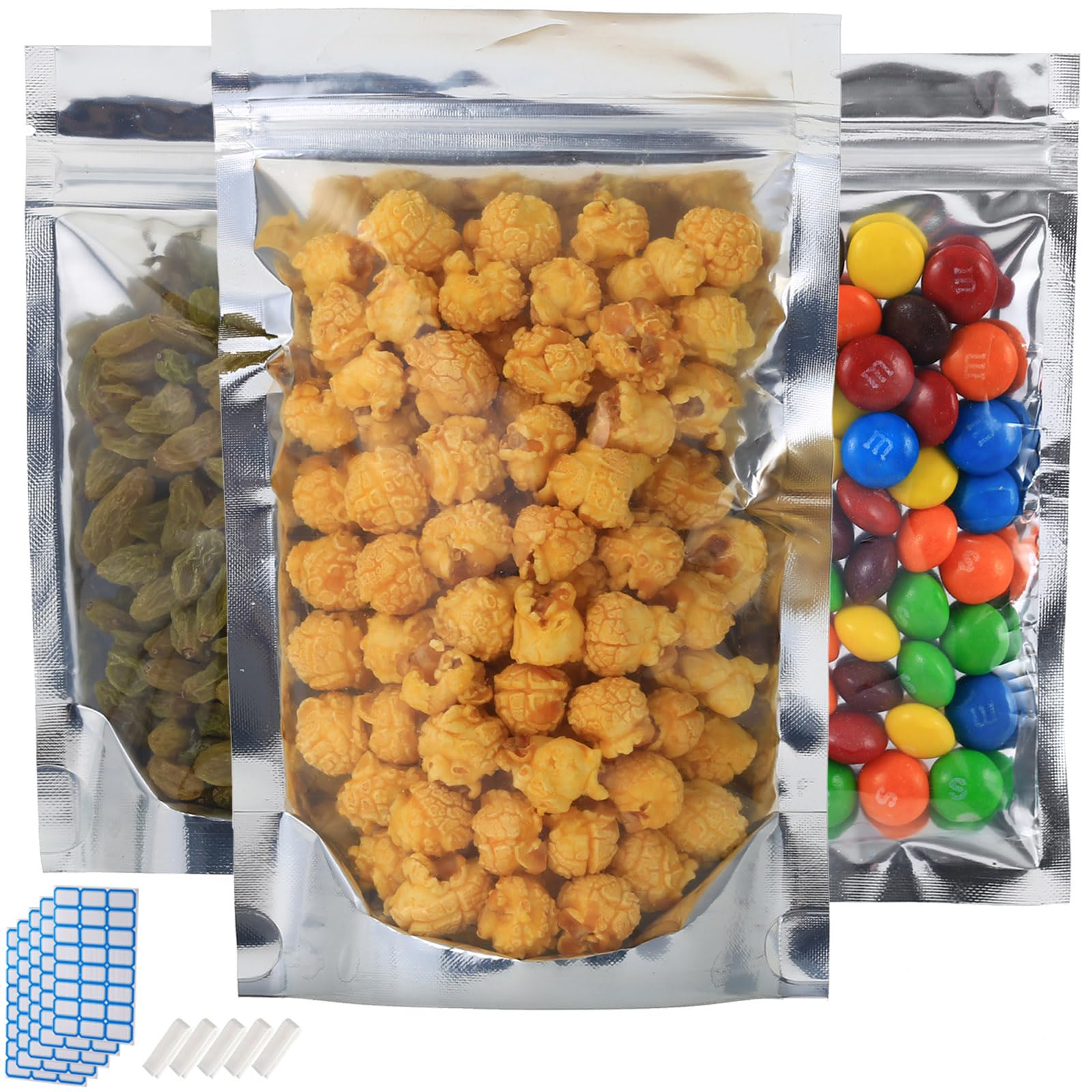 150-Pack Reclosable Large Mylar Bags For Food Storage 6' X 9' Stand Up Ziplock Pouch Bags In Bulk Resealable Smell Proof Alumi