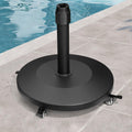 VredHom Patio Umbrella Base with 4 Wheels, 44lbs Round Heavy Duty Concrete Stand for Outdoor Market Umbrella, Black