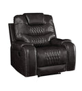 Acme Braylon Faux Leather Tufted Motion Recliner in Magnetite Black