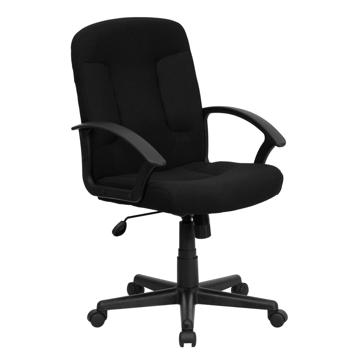 Flash Furniture Garver Mid-Back Black Fabric Executive Swivel Office Chair with Nylon Arms