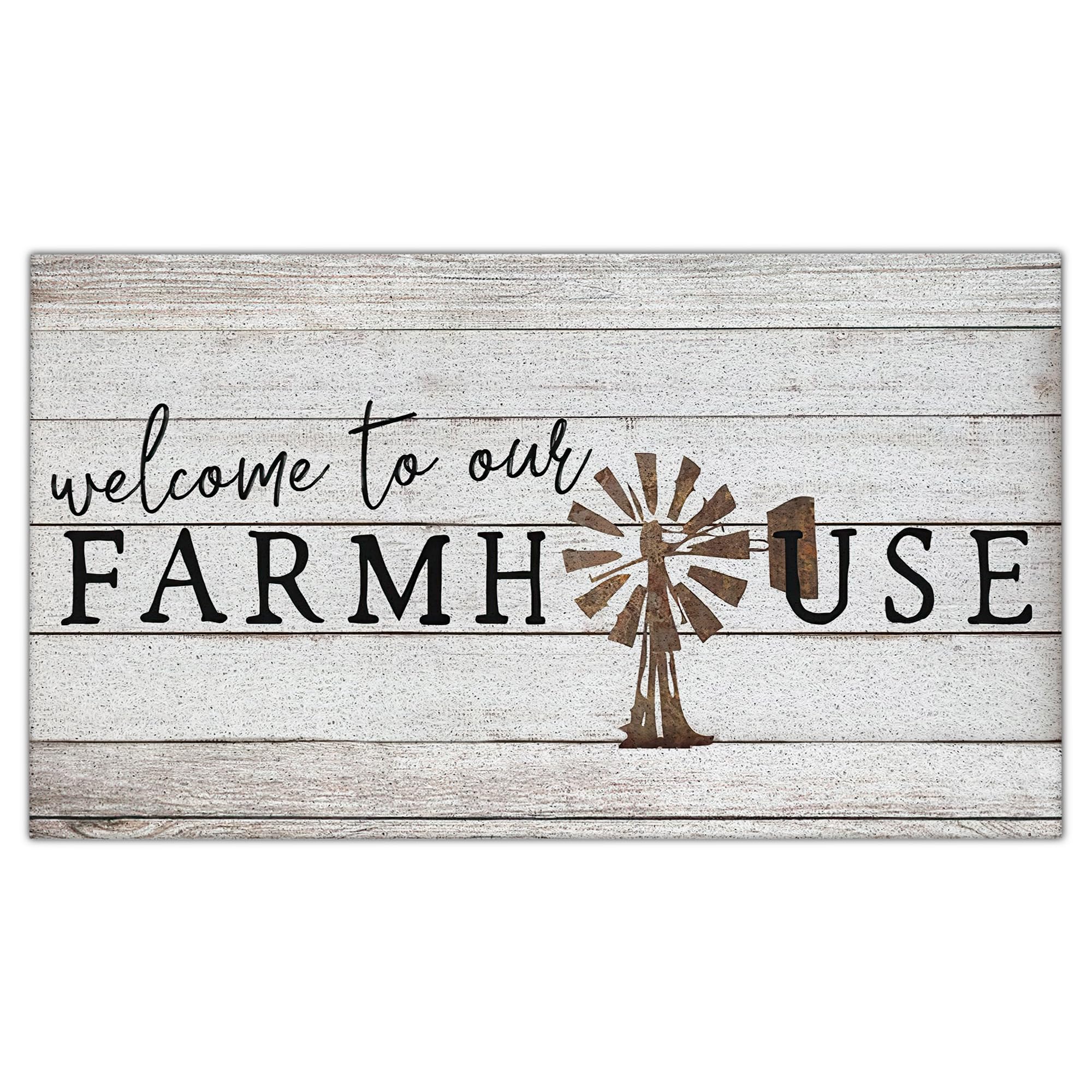 Nogrit Welcome To Our Farmhouse Windmill Rustic Waterproof Door Mat Outdoor Entrance 17X30 Inch Non-Slip Doormat For Home Front