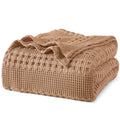 Phf 100% Cotton Waffle Weave Blanket Queen Size, Lightweight Washed Cotton Blanket For Spring & Summer - 90'X90' Aesthetic Sof