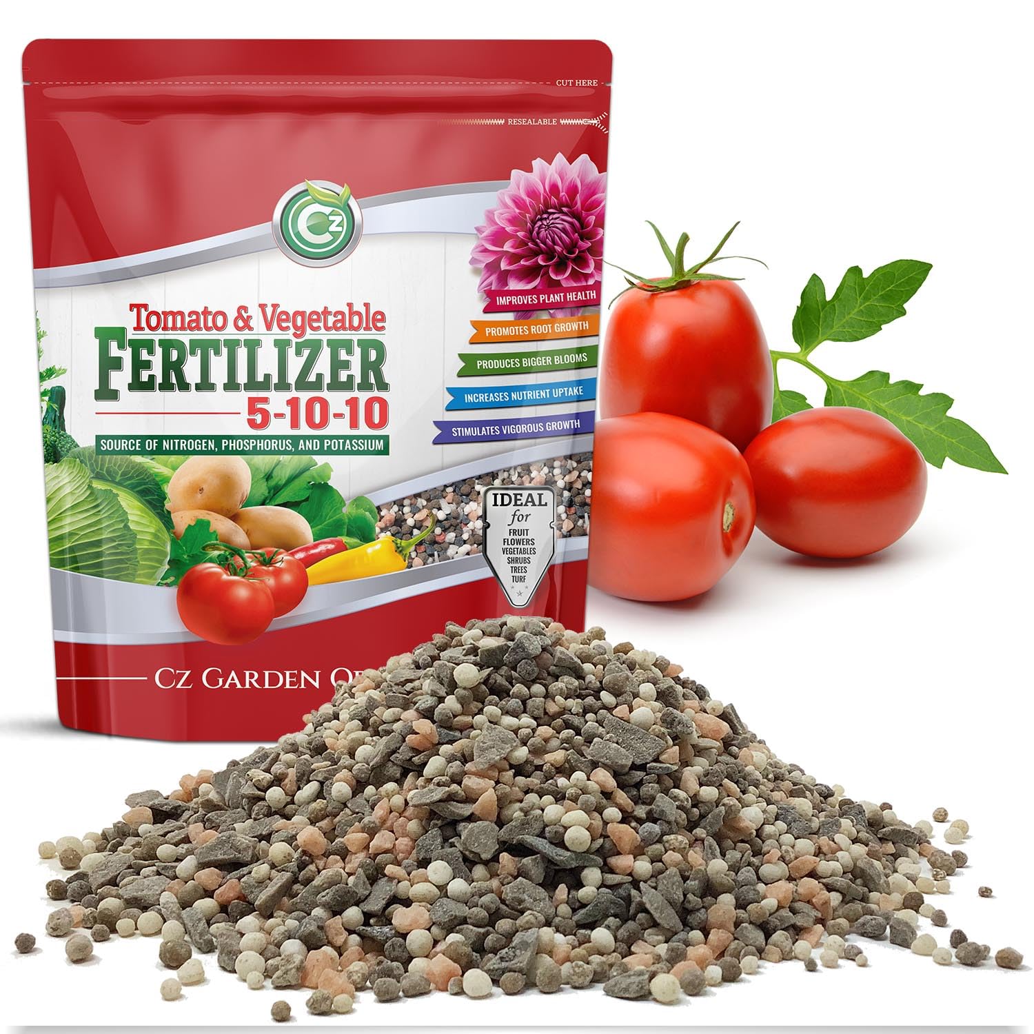 5-10-10 Tomato & Vegetable Fertilizer - Made In Usa - Nitrogen, Phosphorus, Potassium Plant Food For Indoor/Outdoor Plants & Flo