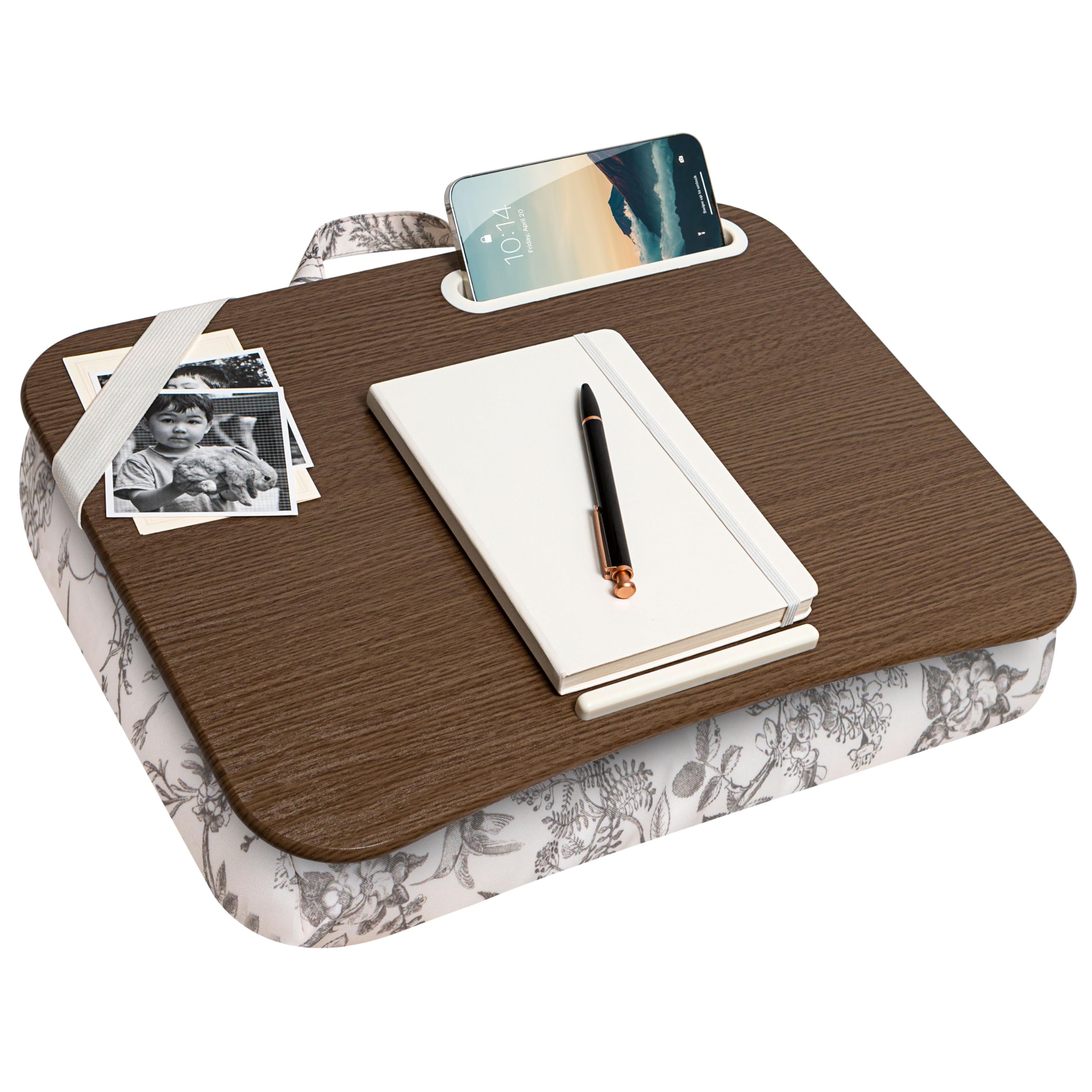 Lapgear Designer Lap Desk With Phone Holder And Device Ledge - Hummingbird Toile - Fits Up To 15.6 Inch Laptops - Style No. 4541