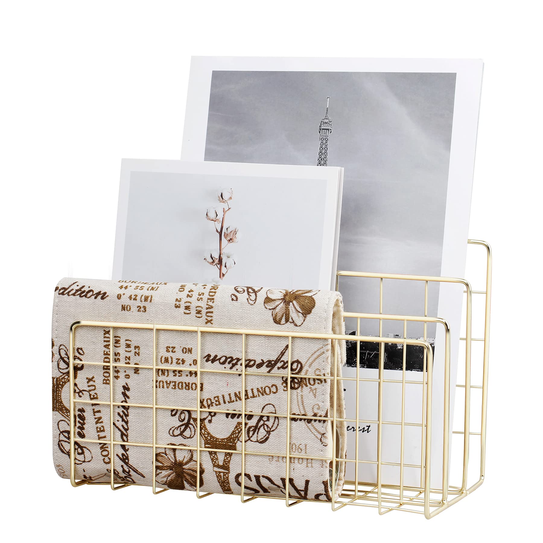 Yiephiot Desktop Mail Organizer File Organizer Metal Wire Mail Sorter Letter Organizer Magazine Rack For Letters, Mails, Books,