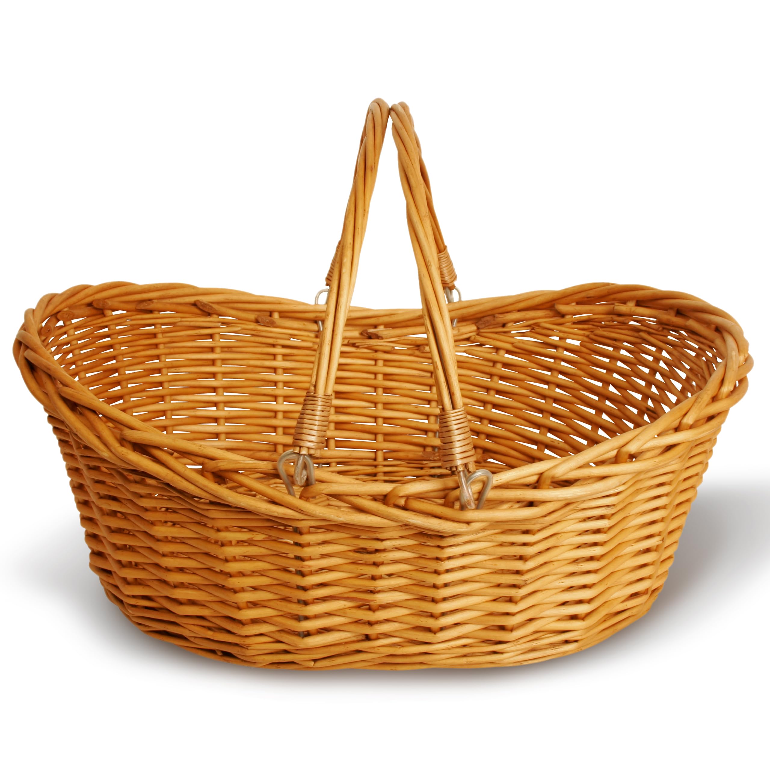 Wald Imports - Small Light Brown Hand Woven Wicker Basket For Storage With Handles - Woven Basket - Wicker Baskets For Picnics,