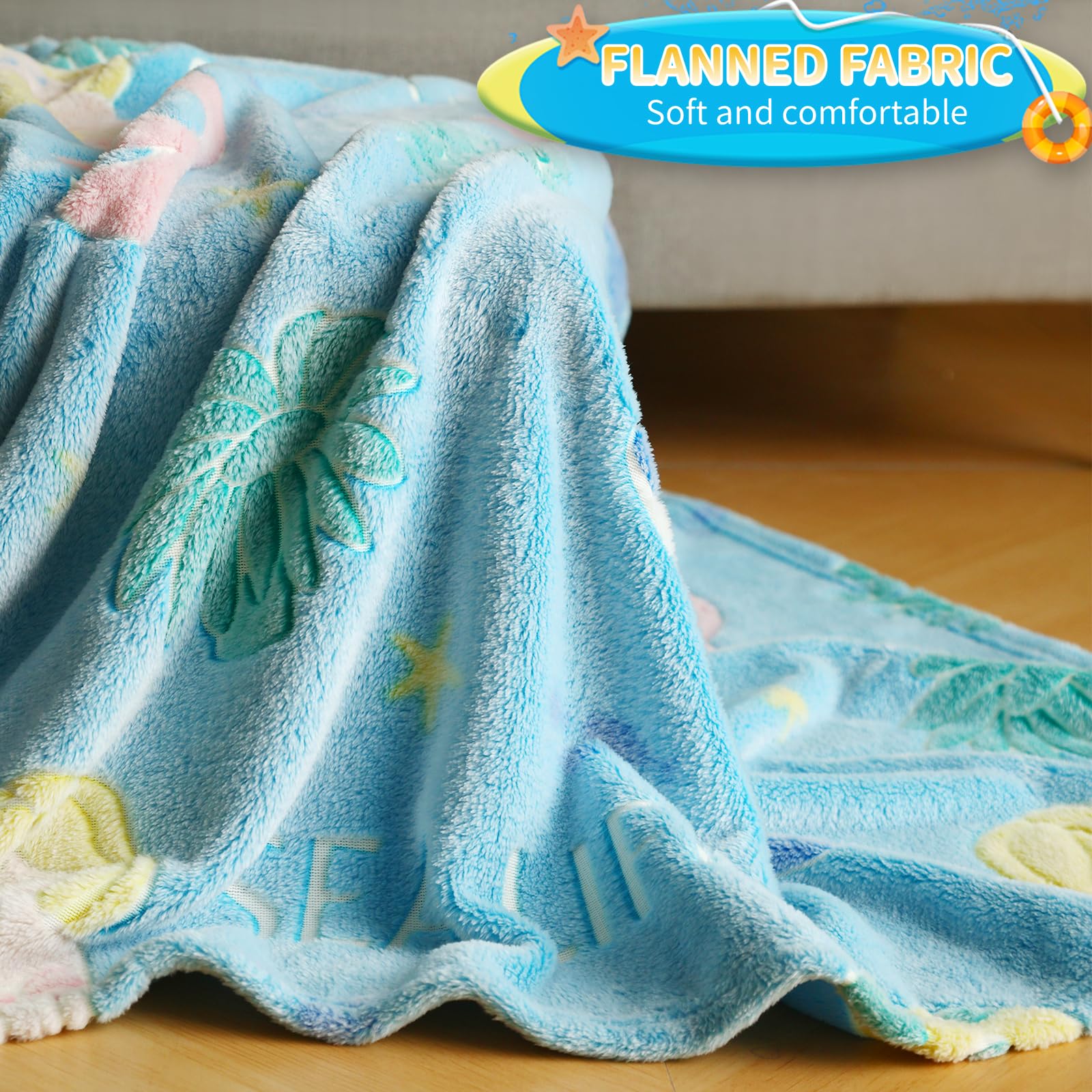 Lifeyj Glow In The Dark Blanket Mermaid Whale Gifts For Girls, Soft Marine Life Blanket 3 4 5 6 7 8 9 10 Year Old Girl Gifts, To