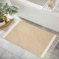 Lahome Boho Bathroom Rugs, Small 2x3 Front Door Mat Lightweight Kitchen Rug Woven Cotton Area Rug with Tassels, Farmhouse Non-Sh