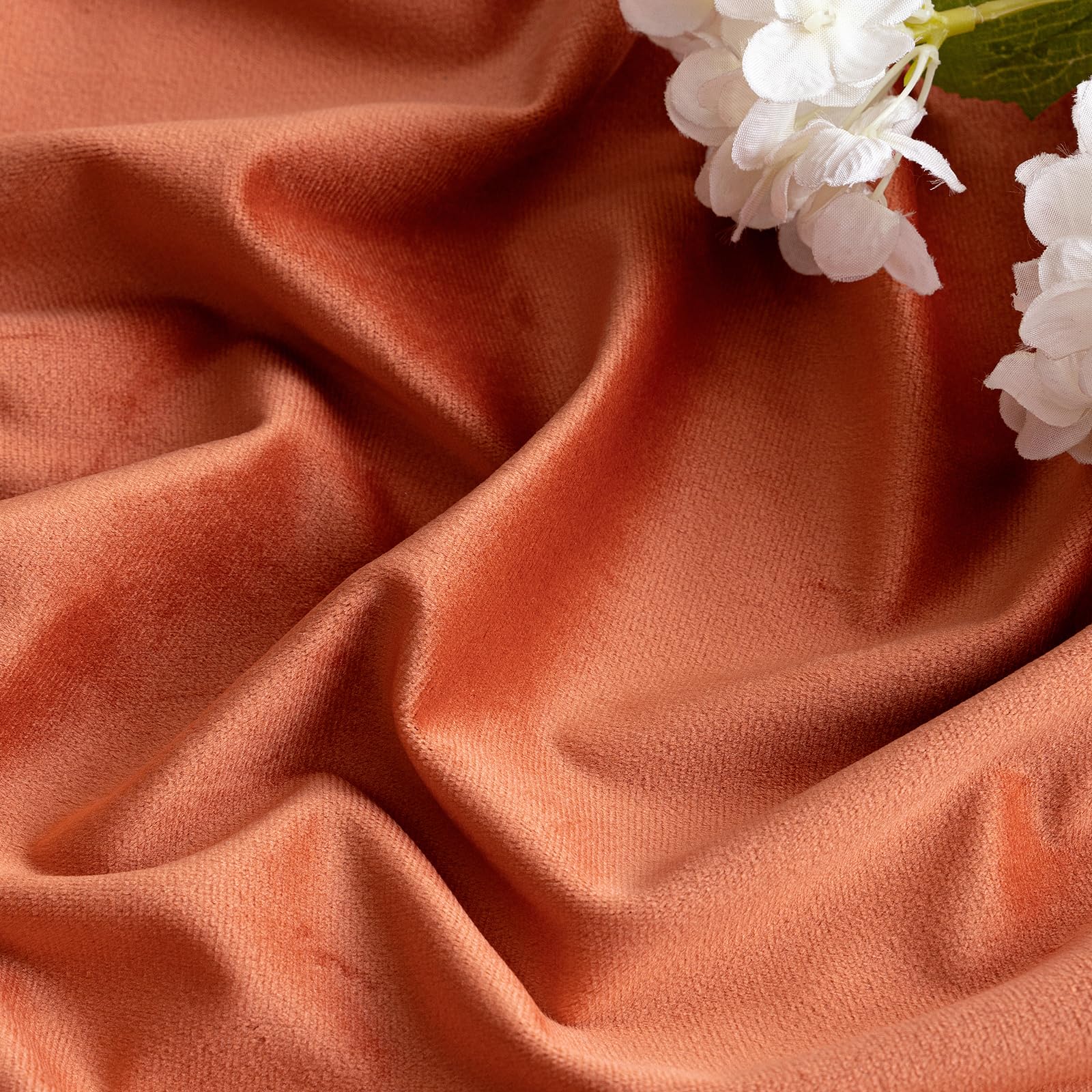 Miulee Burnt Orange Velvet Curtains 84 Inches Long 2 Panels - Back Tab And Pleated Luxury Fall Window Curtains For Bedroom Livin