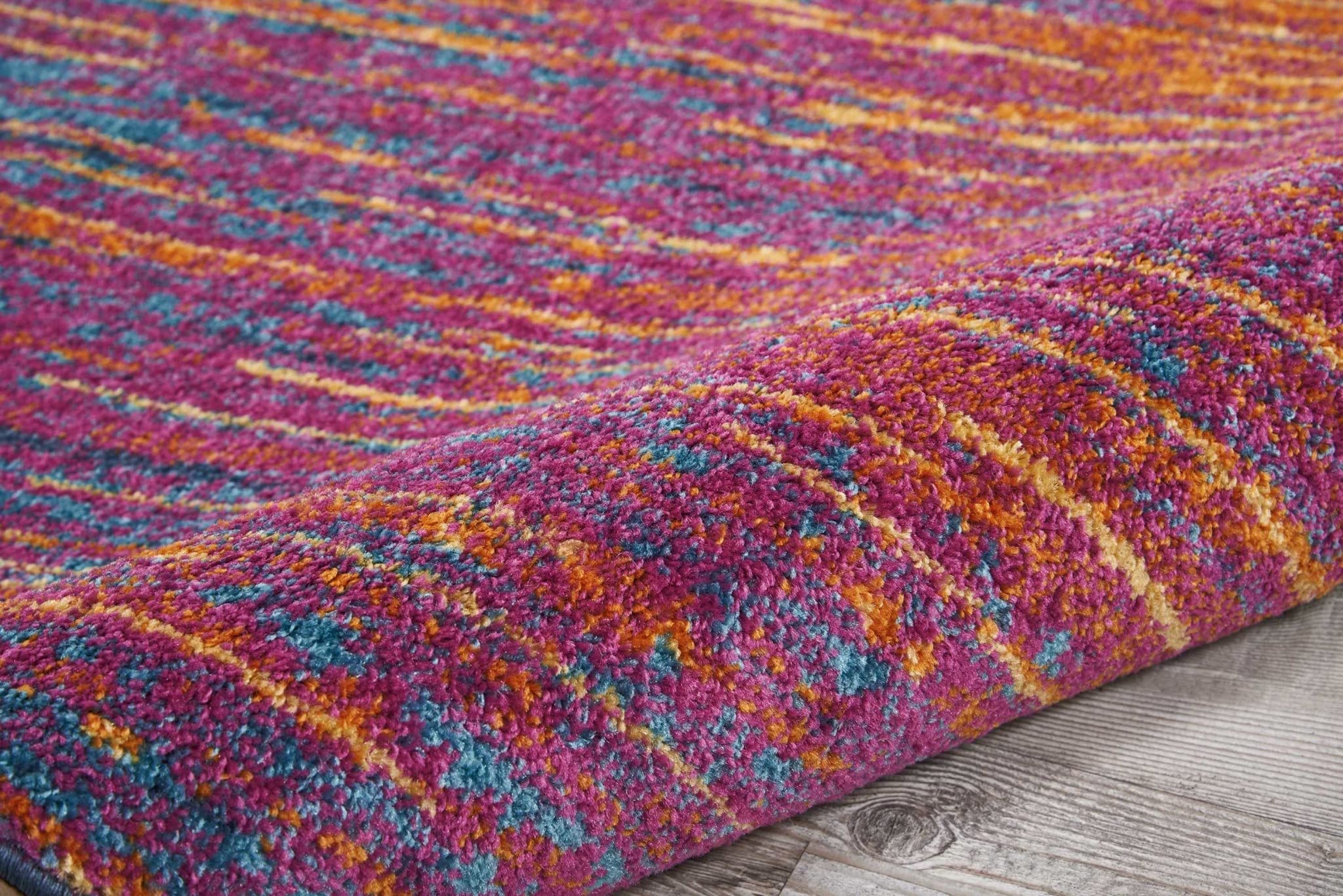 HomeRoots Multicolor 100% Polypropylene 8’ x 10’ Rainbow Abstract Striations Area Rug