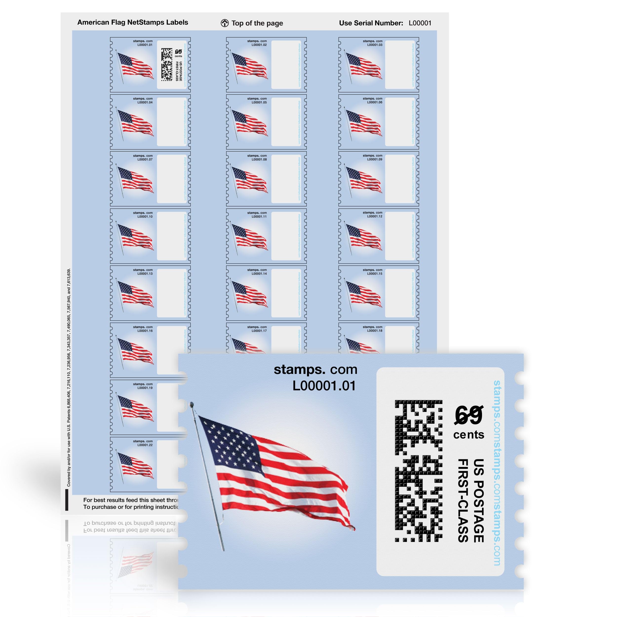 Netstamps Blank Mailing Labels - American Flag | 120 Long-Lasting Labels On 5 Sheets | Perfect For Small Business, Home Office,