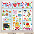 Whaline 9 Sheet 152Pcs Teacher Appreciation Window Clings Cartoon Gnome Owl Apple Window Decals Double-Sided Thank You Teachers 