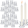 24 Pcs Candlestick Holders Glass Candle Holders 2.2 High Clear Taper Candlestick Holders Wedding Glass Candle Stick Holder for W